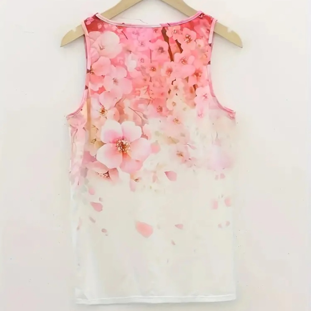 Floral Pink and White Women's Top - Picture 2 of 9